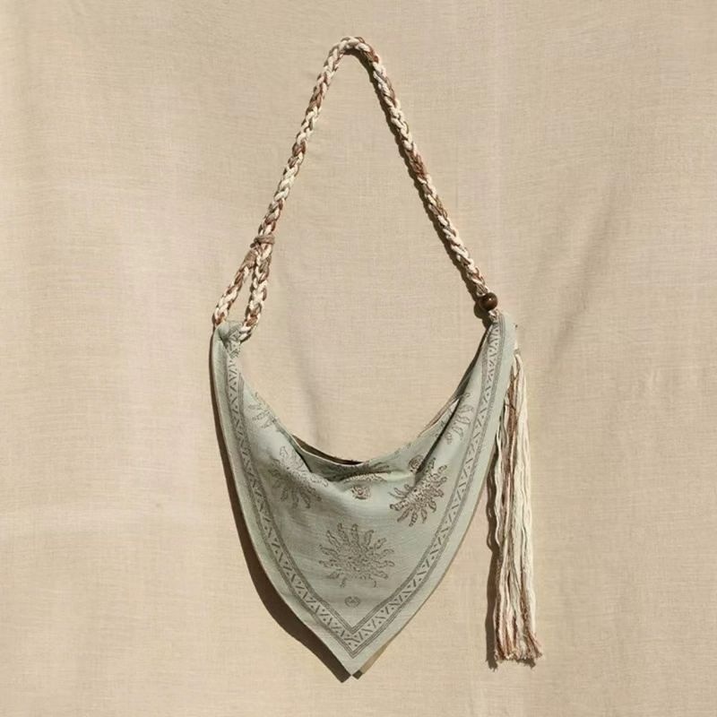 Linen Bag Bulk - Bohemian Triangle Crossbody Bag Women Handwoven