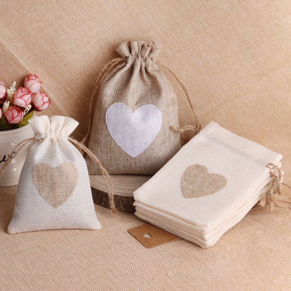 5pcs/lot Heart Linen Jewelry B - Linen Bag Bulk 评论和价格