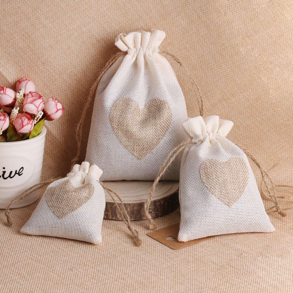 5pcs/lot Heart Linen Jewelry B - Linen Bag Bulk 评论和价格