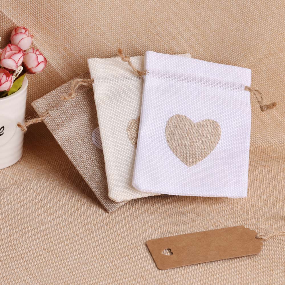 5pcs/lot Heart Linen Jewelry B - Linen Bag Bulk 评论和价格
