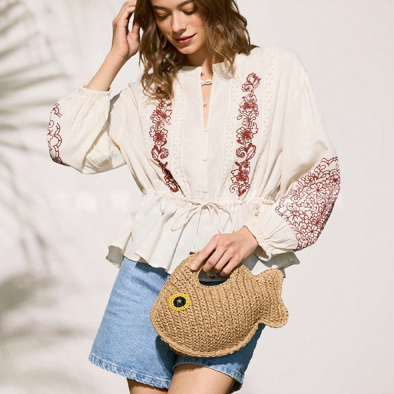 Cute Creative Fish Shaped Prin - Linen Bag Bulk 评论和价格