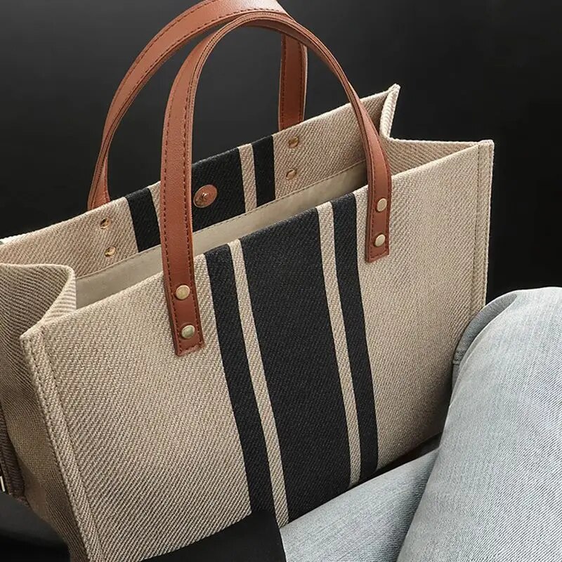 Casual Canvas Stripe Pattern L - Linen Bag Bulk 评论和价格
