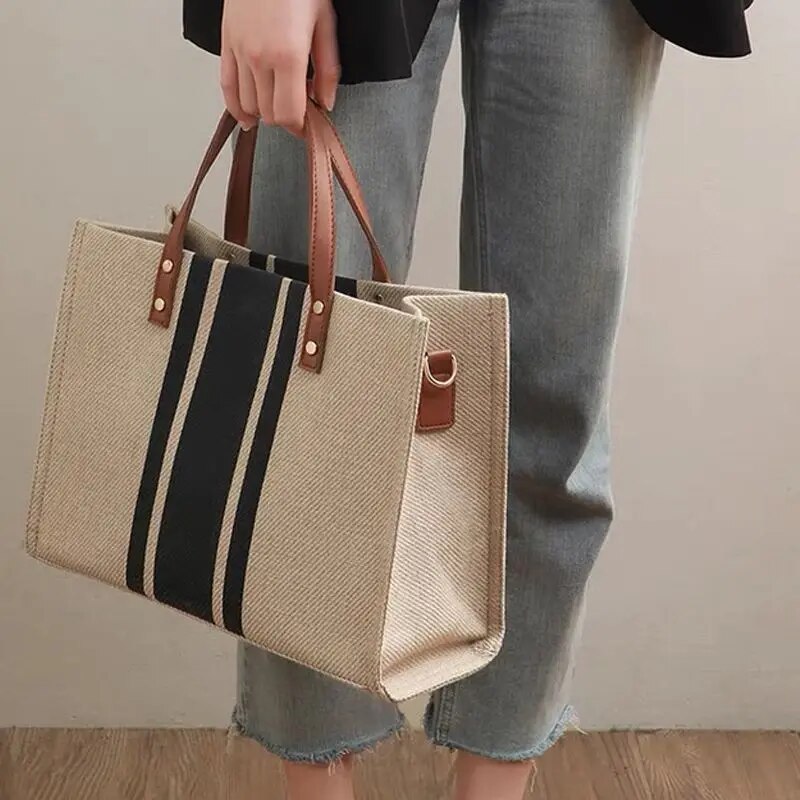 Casual Canvas Stripe Pattern L - Linen Bag Bulk 评论和价格
