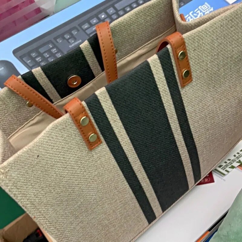 Casual Canvas Stripe Pattern L - Linen Bag Bulk 评论和价格