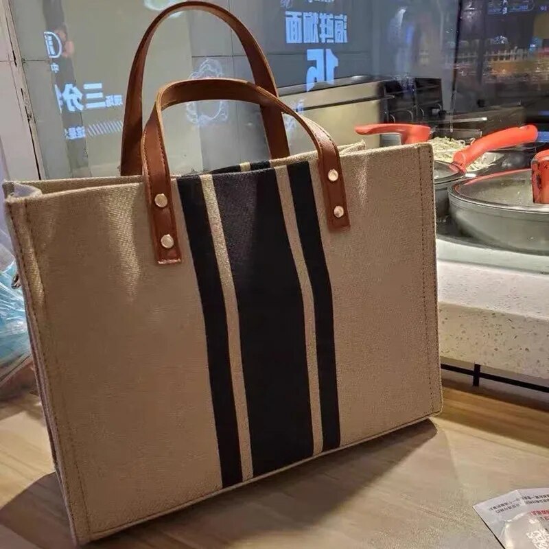 Casual Canvas Stripe Pattern L - Linen Bag Bulk 评论和价格